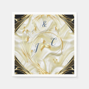 Black with Gold on silk texture Napkin