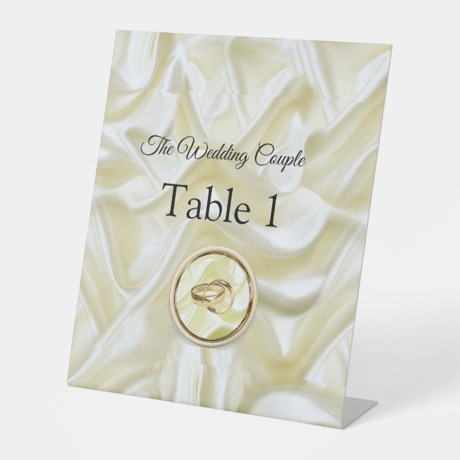 Black with Gold on Silk texture Pedestal Sign (Front)