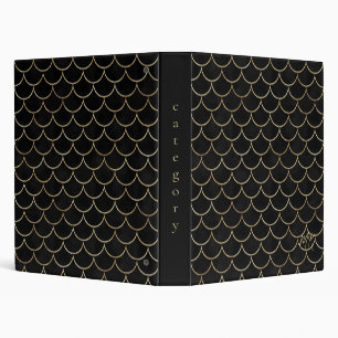 Black with Gold Scales Monogram Mermaid Binder