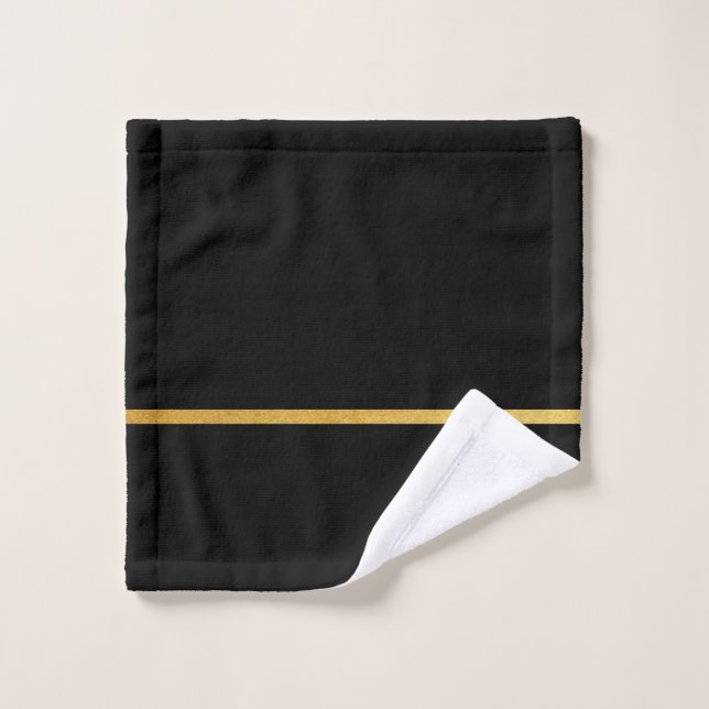 Black with Gold Stripe Wash Cloth (Wash Cloth)