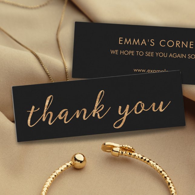 Black with Gold Thank You Business Card (elegant thank you card golden text)