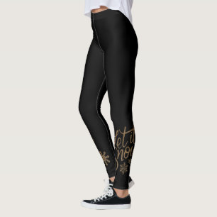 Black with Gold tone Let It Snow Leggings