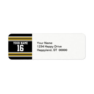 Black with Gold White Stripes Team Jersey