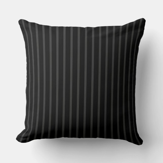 black with gray stripes throw pillow (Front)