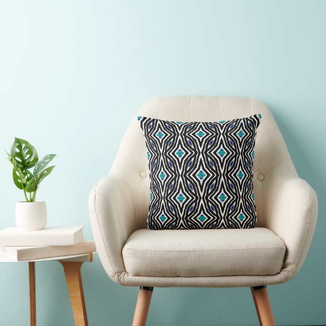 Black with Green lines and triangle Throw Pillow (Chair)