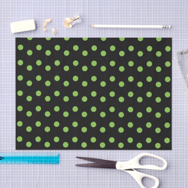 Black with green polka dots tissue paper (Craft)