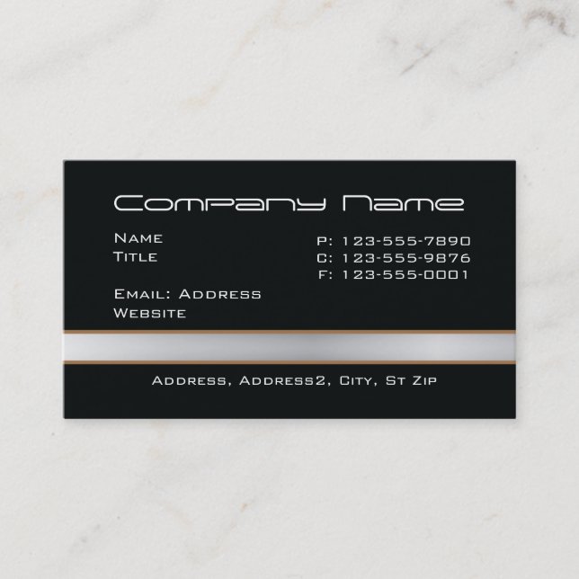 Black with grey band Business Cards (Front)