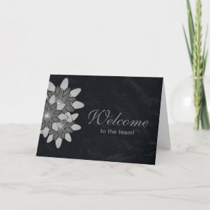 Black with Grey Floral Lotus Welcome Card