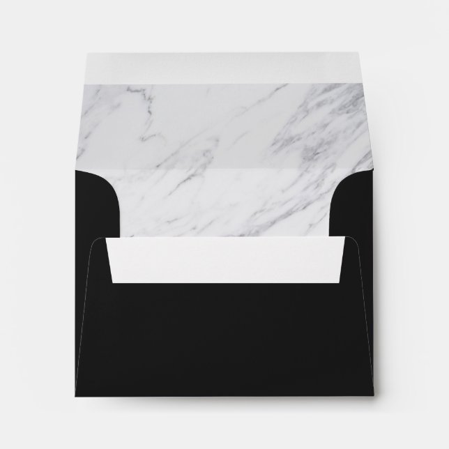 Black with Grey Marble Liner RSVP Envelopes (Back (Bottom))