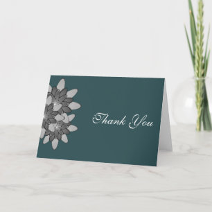 Black with Grey & Silver Floral Lotus Thank You