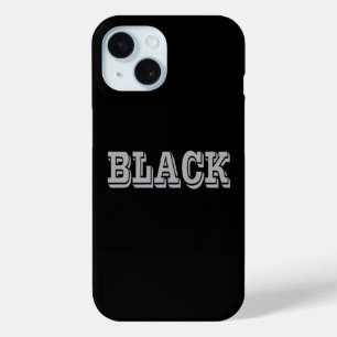 Black With Grey Text On Black Solid Colour iPhone 15 Case