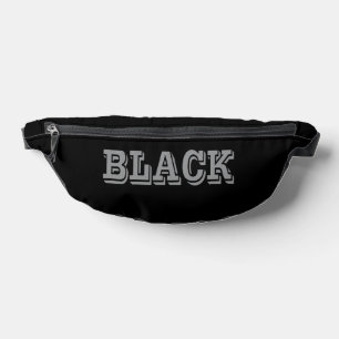 Black With Grey Text On Black Solid Colour Fanny Pack