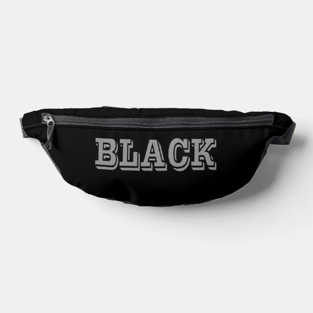 Black With Grey Text On Black Solid Colour    Fanny Pack (Lay Down)