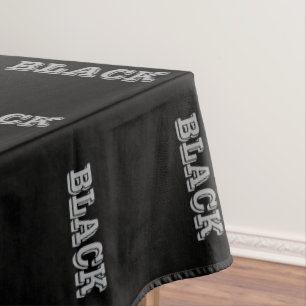 Black With Grey Text On Black Solid Colour Tablecloth