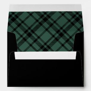Black with Hunter Green Tartan Plaid Holiday Envelope
