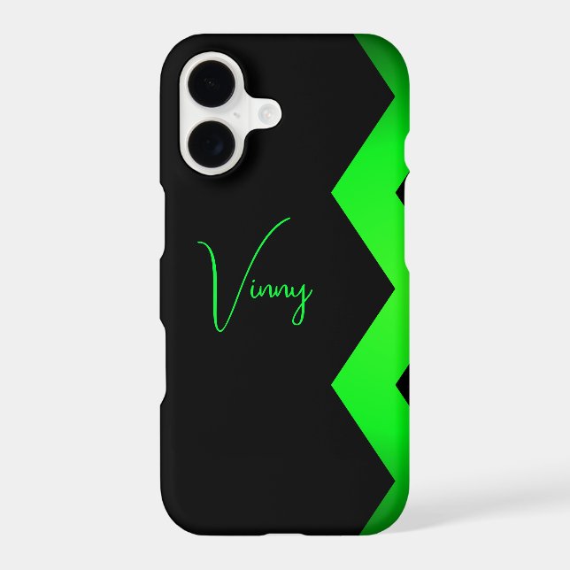 Black with Lime Green Zigzag Custom Name (Back)