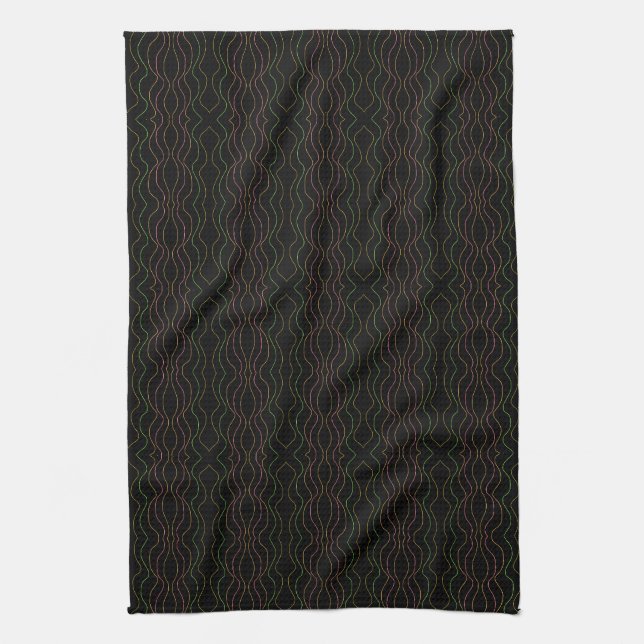 Black with modern design patterned kitchen towel (Vertical)