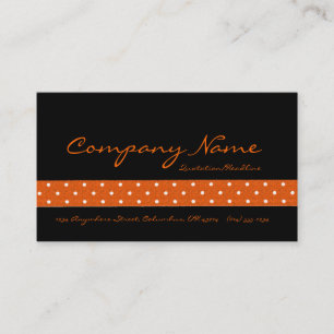 Black with Orange Dotted Ribbon Business Cards