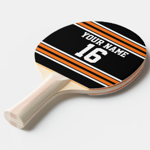 Black with Orange White Stripes Team Jersey Ping Pong Paddle