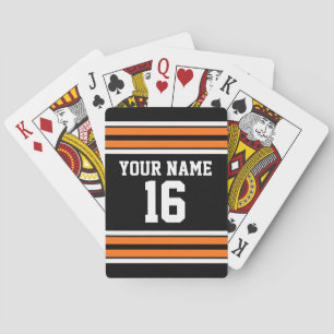 Black with Orange White Stripes Team Jersey Playing Cards