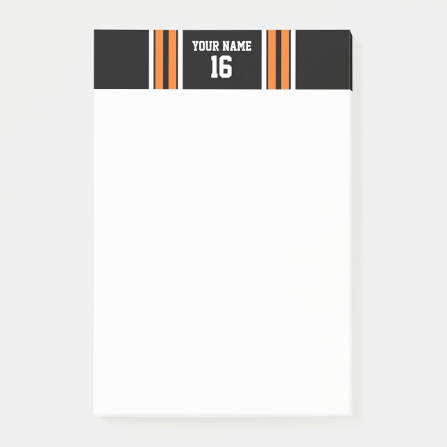 Black with Orange White Stripes Team Jersey Post-it Notes (Front)