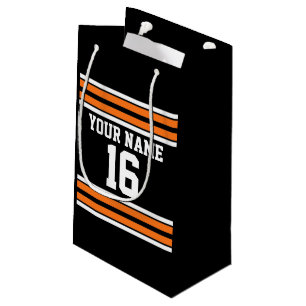 Black with Orange White Stripes Team Jersey Small Gift Bag