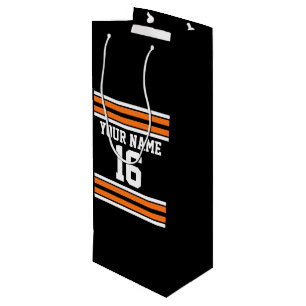 Black with Orange White Stripes Team Jersey Wine Gift Bag