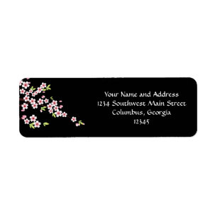 Black with Pink and Green Cherry Blossom Sakura