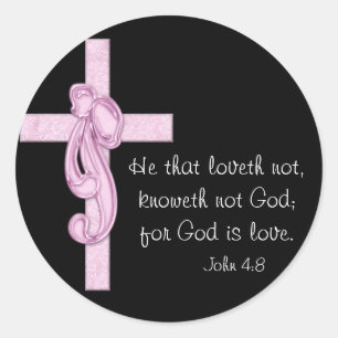 Black with Pink Cross & Bow Stickers