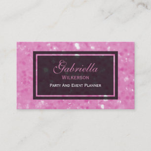 Black With Pink Glitz Business Cards