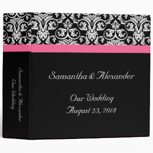 Black with Pink Passion Damask Binder
