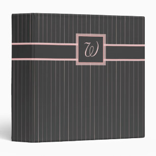 Black with Pink Pinstripes Binder