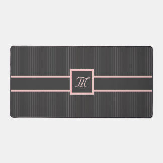 Black with Pink Pinstripes Desk Mat