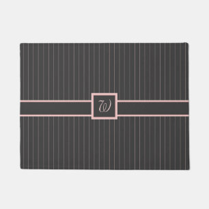 Black with Pink Pinstripes Doormat