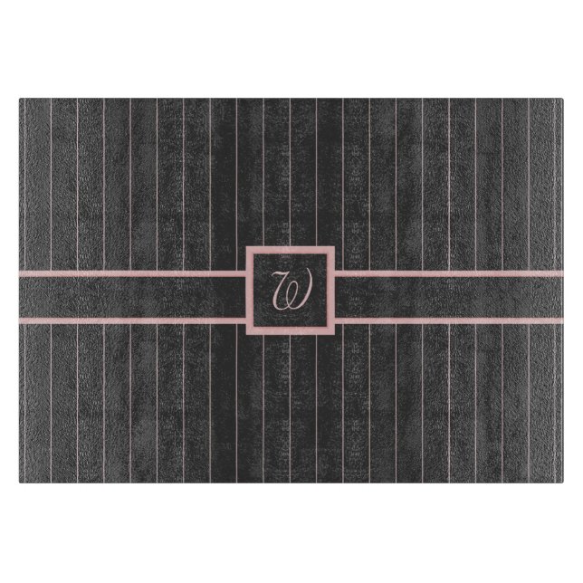 Black with Pink Pinstripes Glass Cutting Board (Front)