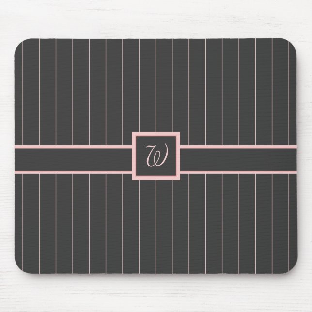 Black with Pink Pinstripes Mousepad (Front)