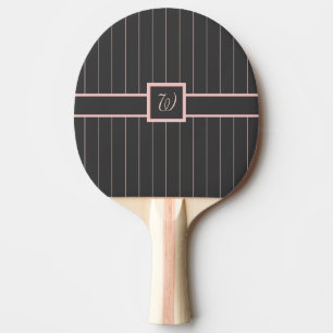 Black with Pink Pinstripes Ping Pong Paddle