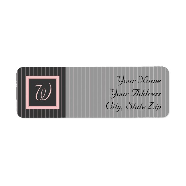 Black with Pink Pinstripes Return Address Label (Front)