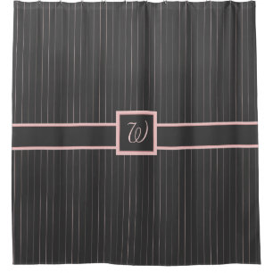 Black with Pink Pinstripes Shower Curtain