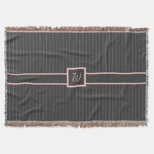 Black with Pink Pinstripes Throw Blanket