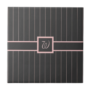 Black with Pink Pinstripes Tile
