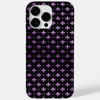 BLACK WITH PURPLE FLEUR DI LIS PATTERN Case-Mate iPhone 14 PRO MAX CASE