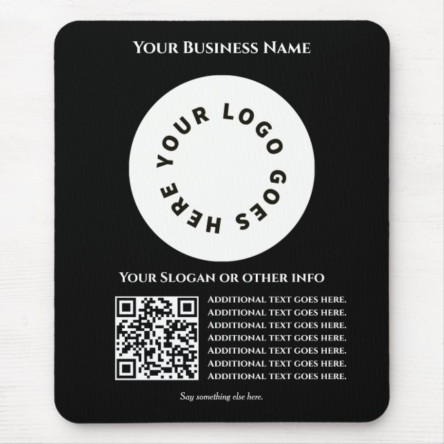 Black with QR code add your own text and logo Mouse Pad (Front)