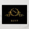 Black with Real Gold Foil Wedding RSVP Postcard