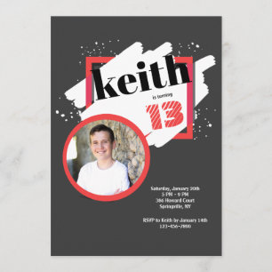 Black With Red Details Invitation photo