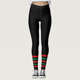 Black with Red Green Sock> Large size leggings
