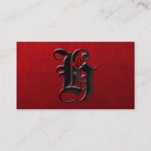 Black with Red Roses Initial H Goth Business Card