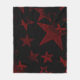 Black with Red Stars Fleece Blanket