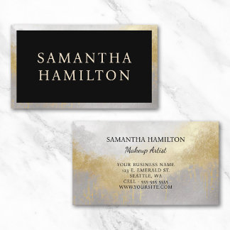Black with Silver and Gold Border Business Card
