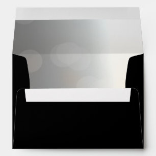 Black with Silver Bokeh Lining Swan Invitation Envelope